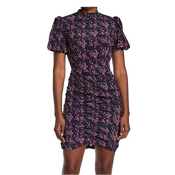 Melrose and Market Floral Ruched Mini Dress. Size Large. - Picture 1 of 8